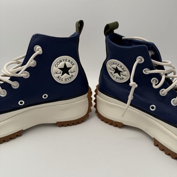 Converse Run Star Hike High 568650C Navy White Gum Leather Hi Green Women’s 6.5 - Picture 5 of 8
